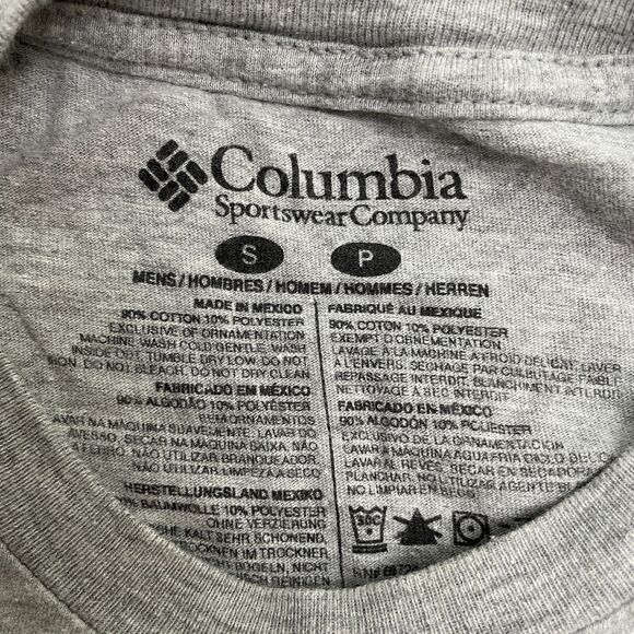 Columbia Graphic T-Shirt Men Small Gray Crew Neck Short Sleeve Cotton Casual Tee - Picture 5 of 12